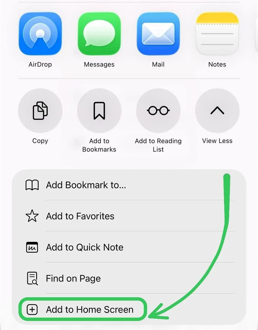 گزینه Add to Home Screen برای نصب شلم شمار